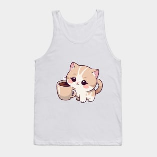 Cute Kitten with Coffee Tank Top